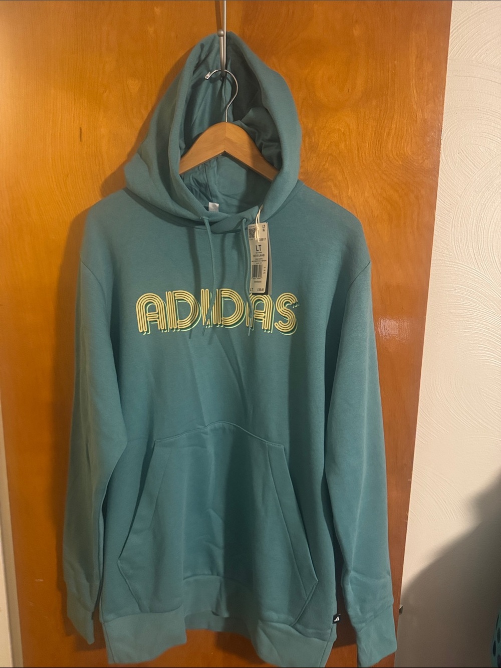 Adidas Hoodie Mens Large Tall Teal LT